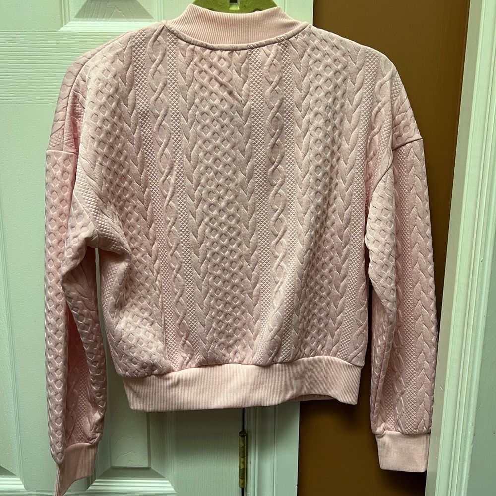Soft Pink Ribbed Cardigan - Picture 2 of 4